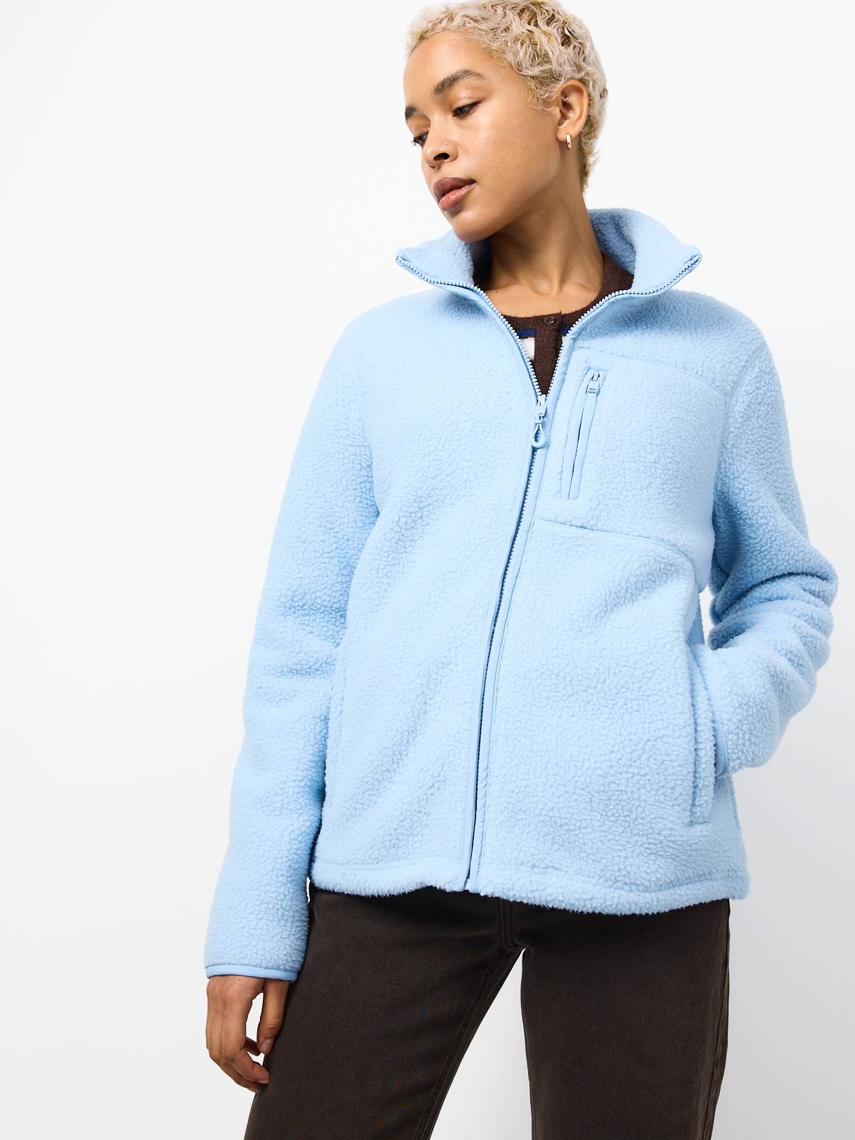 Light Blue Teddy Full Zip Through Fleece S - Image 1